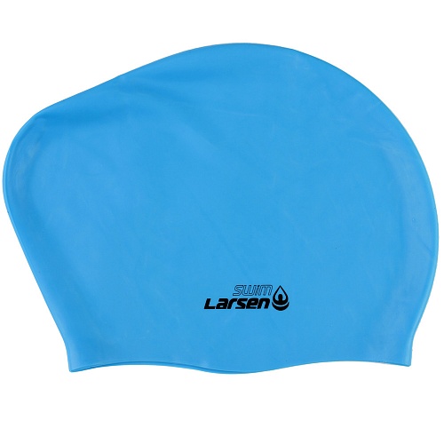 Шапочка плавательная Larsen для длинных волос голубая