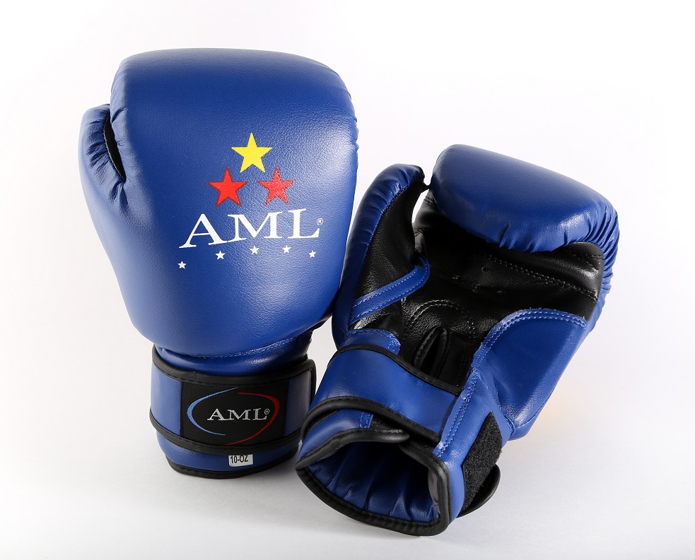 Перчатки бокс AML Star искожа синие 