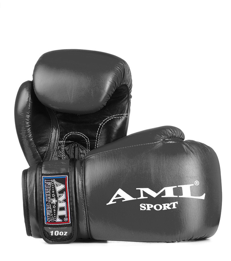 Перчатки бокс AML Sport кожа черные