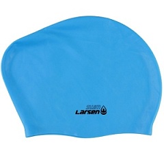 Шапочка плавательная Larsen для длинных волос голубая