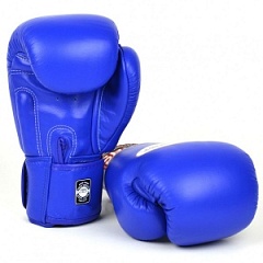 Перчатки бокс TWINS кожа, синие