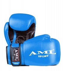 Перчатки бокс AML Sport кожа синие