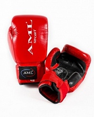 Перчатки бокс AML Sport кожа красные 